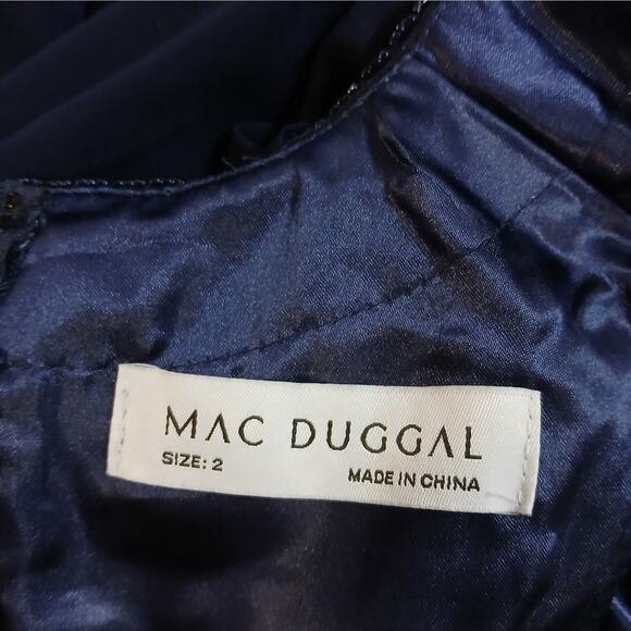 Mac Duggal Ieena Formal Evening Gown Size 2 Blue Dress Wedding Party Bridesmaid - Picture 9 of 12